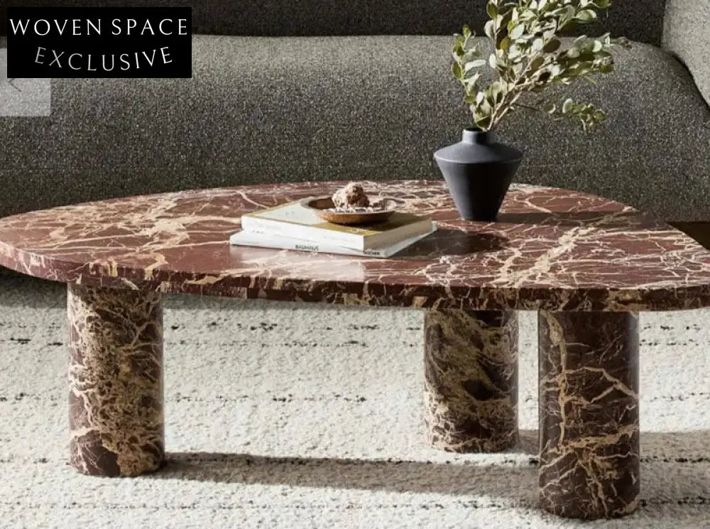 Tostone Natural Red Wine Marble Coffee Table - Modern Living Room Decor