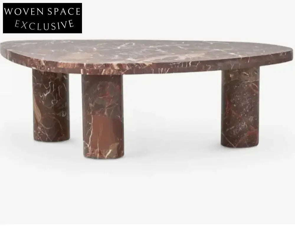 Tostone Natural Red Wine Marble Coffee Table - Modern Living Room Decor