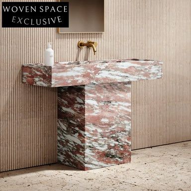 Natural Rosa Norvegia Marble Bathroom Vanity Sink Basin Sink Powder Room Pink Marble Freestanding Pedestal Sink