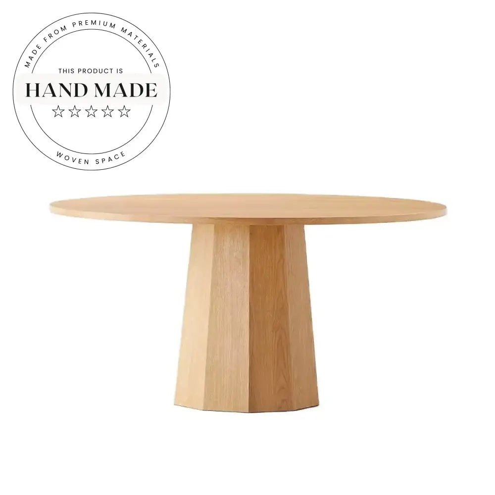 Natural Round Solid Oak Wood 6 Seater Dining Table