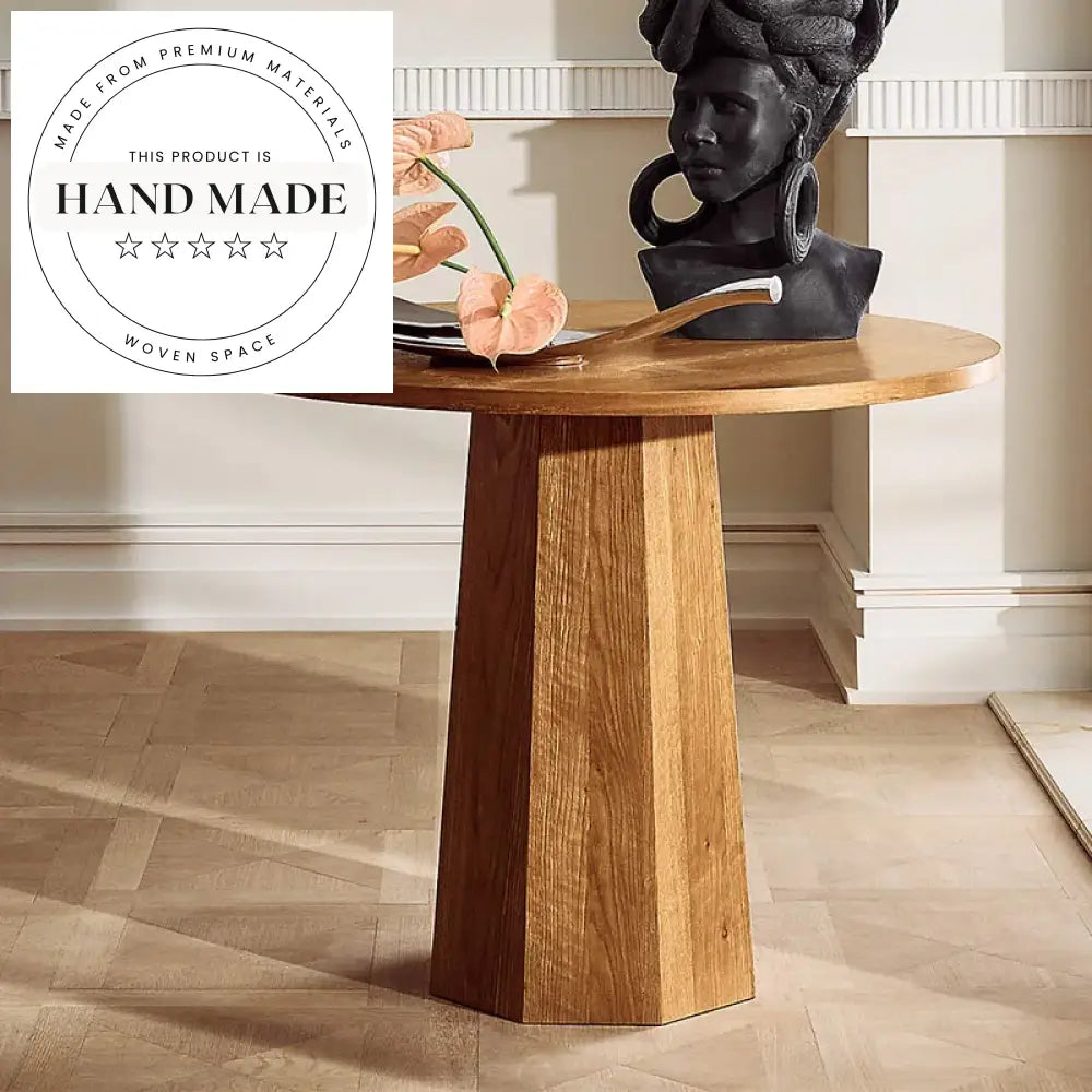 Natural Round Solid Oak Wood 6 Seater Dining Table