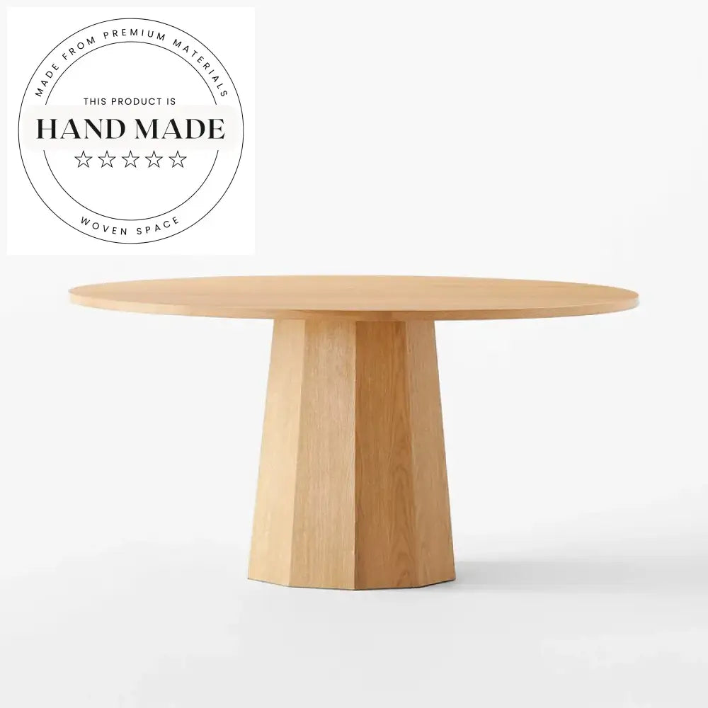 Natural Round Solid Oak Wood 6 Seater Dining Table