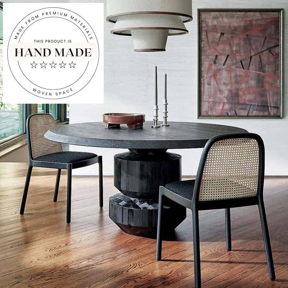 Natural Solid Oak Wood Round Contemporary Villa Restaurant Dining Table