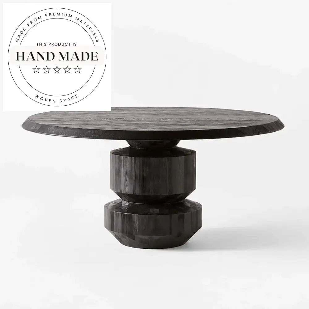 Natural Solid Oak Wood Round Contemporary Villa Restaurant Dining Table