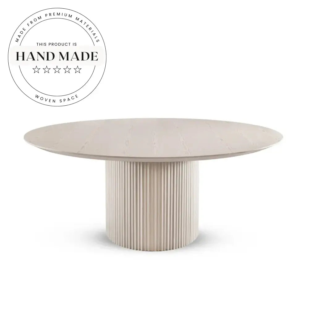 Natural Solid Oak Wood Round Contemporary Villa Restaurant Dining Table