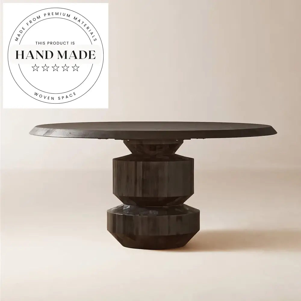 Natural Solid Oak Wood Round Contemporary Villa Restaurant Dining Table
