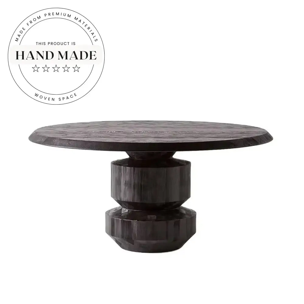 Natural Solid Oak Wood Round Contemporary Villa Restaurant Dining Table
