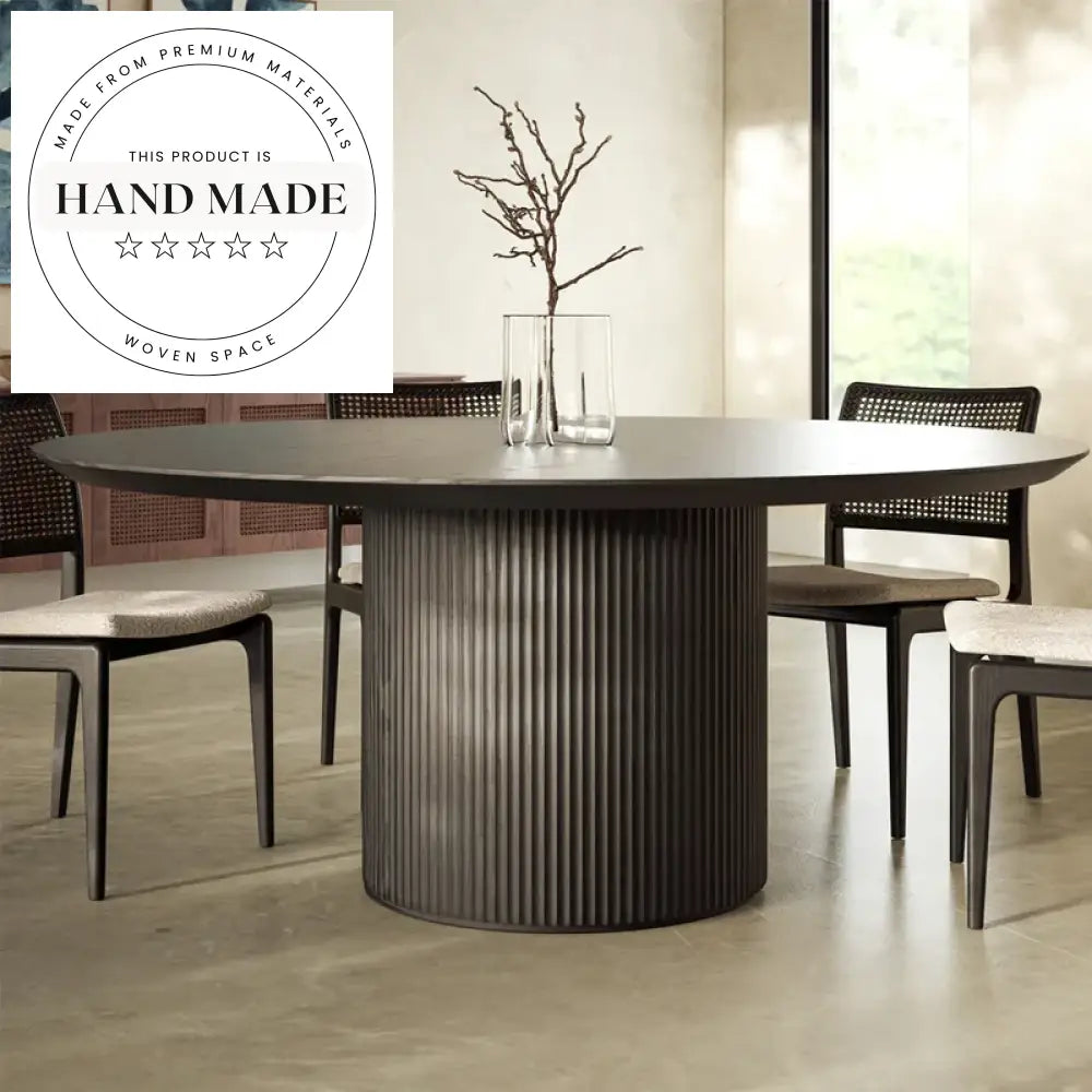 Natural Solid Oak Wood Round Contemporary Villa Restaurant Dining Table