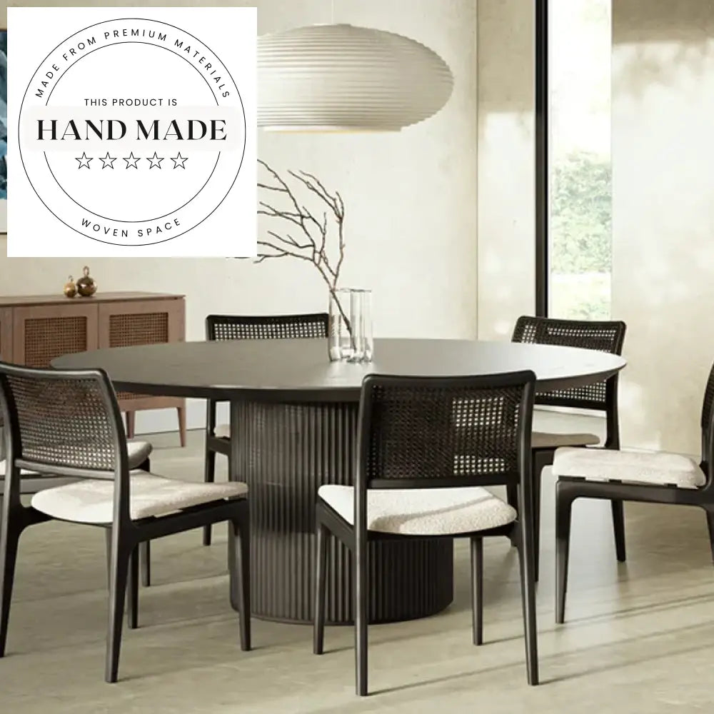 Natural Solid Oak Wood Round Contemporary Villa Restaurant Dining Table