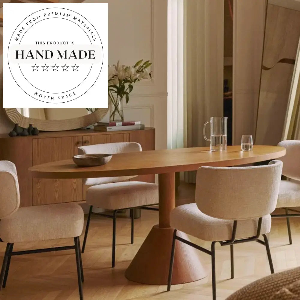 Natural Solid Wood French Vintage Oval 6-8 Seater Dining Table