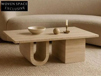 Elegant Natural Travertine Coffee Table for Modern Living Spaces, Unique Stone Design