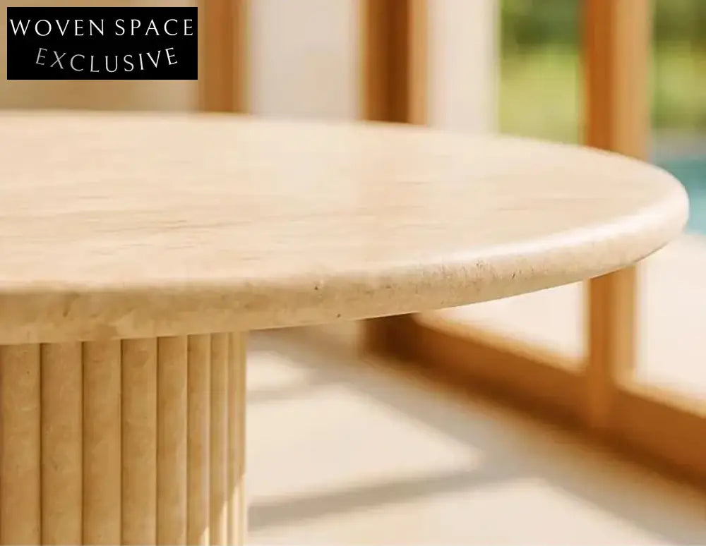Elegant Round Natural Travertine Coffee Table for Modern Living Room Decor