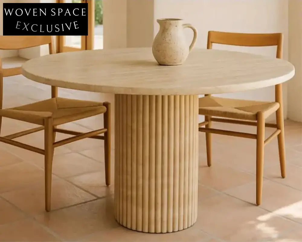 Elegant Round Natural Travertine Coffee Table for Modern Living Room Decor