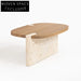 Natural Travertine Stone Solid Wood Top Modern Living Room Coffee Table Set
