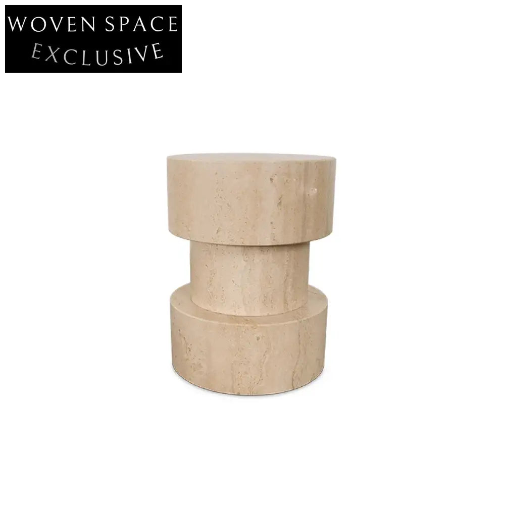Natural Yellow Cave Stone Round Marble Modern Side Coffee Table
