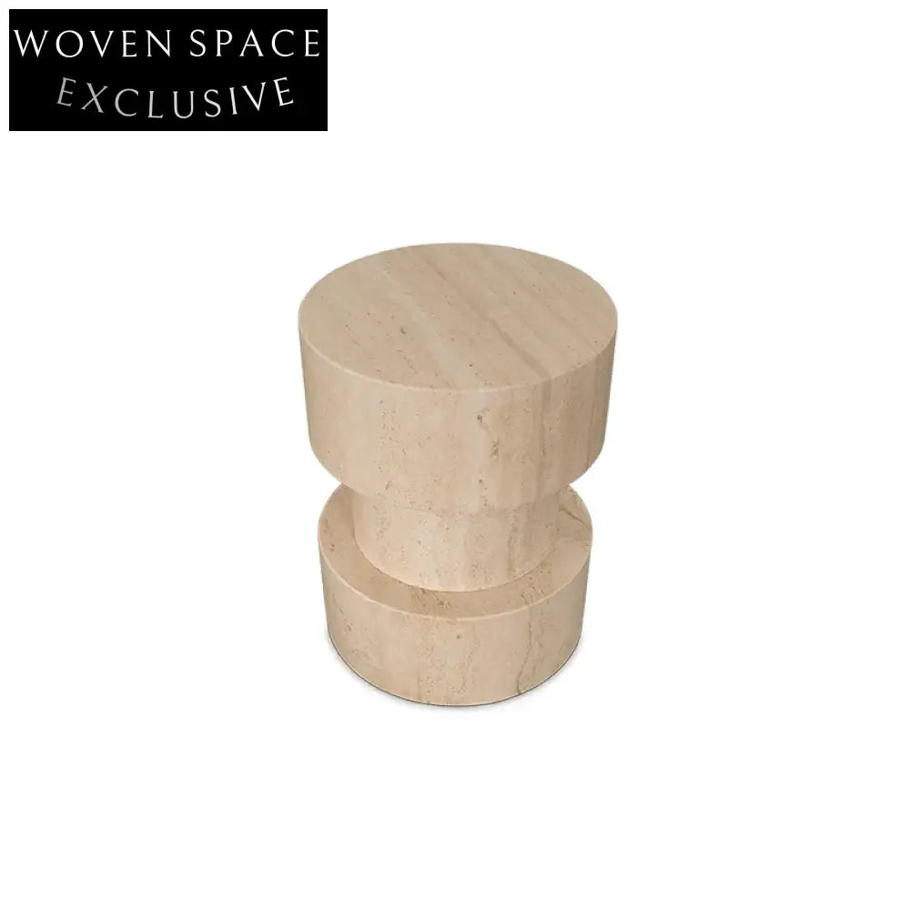 Natural Yellow Cave Stone Round Marble Modern Side Coffee Table