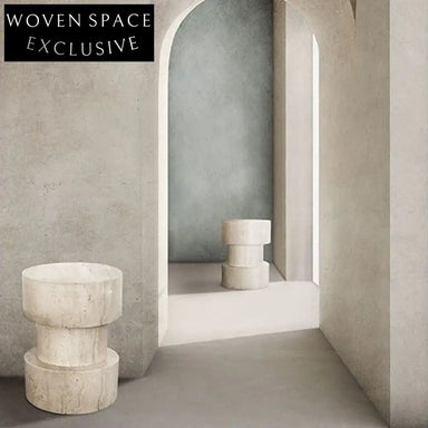 Natural Yellow Cave Stone Round Marble Modern Side Coffee Table