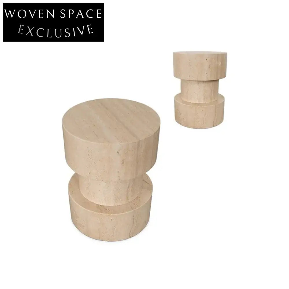 Natural Yellow Cave Stone Round Marble Modern Side Coffee Table