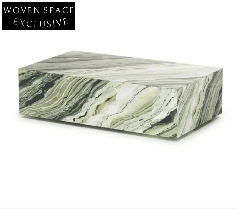 Tostone Natural Green Marble Plinth Coffee Table for Modern Home Decor
