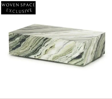 Tostone Natural Green Marble Plinth Coffee Table for Modern Home Decor