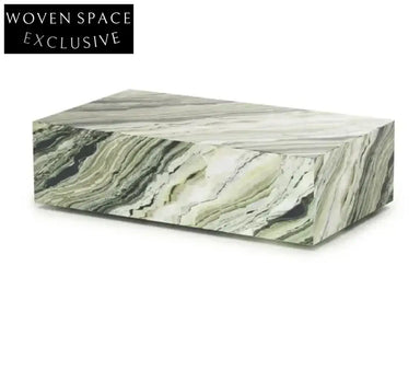 Tostone Natural Green Marble Plinth Coffee Table for Modern Home Decor