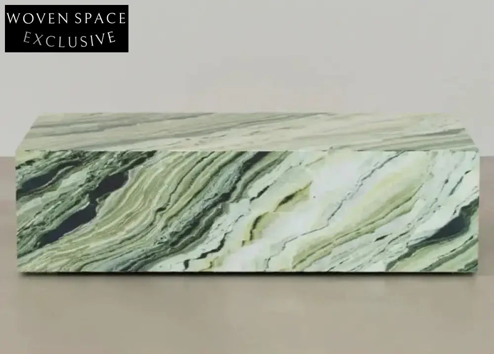 Tostone Natural Green Marble Plinth Coffee Table for Modern Home Decor