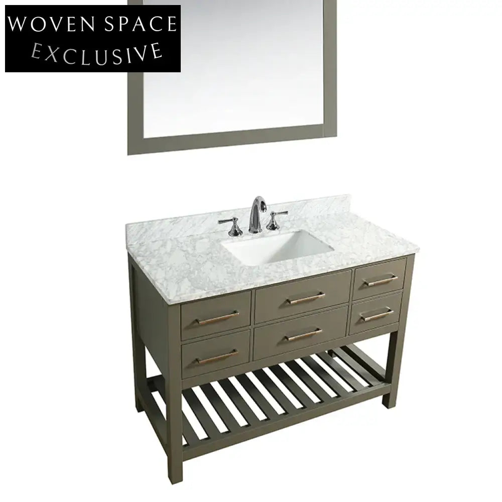 Navy Blue Modern Tall Bathroom Vanity Cabinet with Soft-Close Drawers