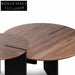 Nest of Light Walnut Coffee Table - Black Coffee Tables