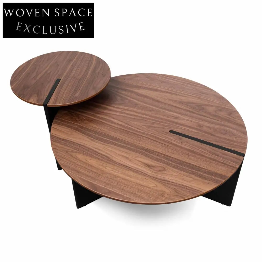 Nest of Light Walnut Coffee Table - Black Coffee Tables