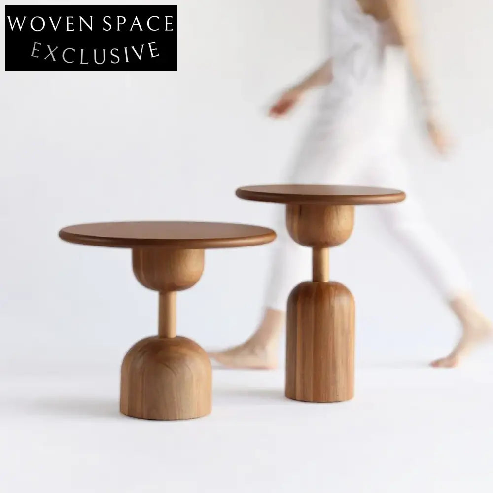Nordic Ancient Unique Small Round Solid Ash Wood Sofa Side Coffee Table