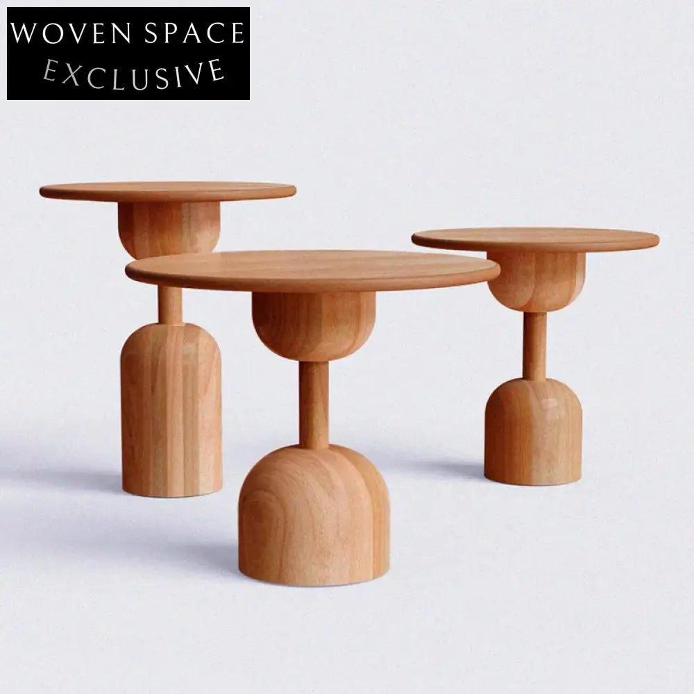 Nordic Ancient Unique Small Round Solid Ash Wood Sofa Side Coffee Table