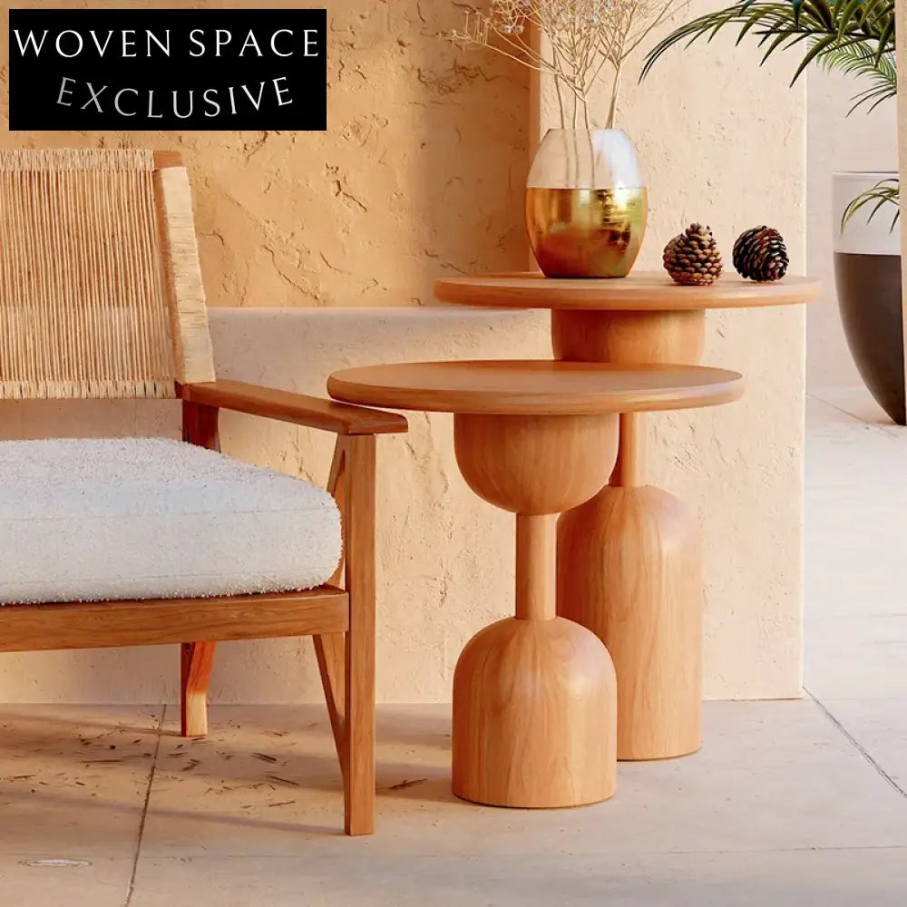 Nordic Ancient Unique Small Round Solid Ash Wood Sofa Side Coffee Table