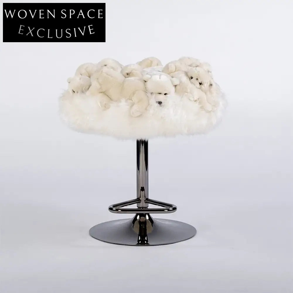 Nordic Animal Faux Fur Round Adjustable Bar Stool with Soft Cushion