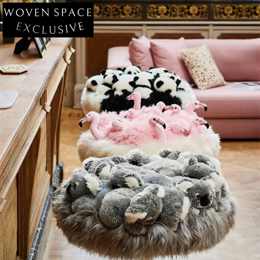 Nordic Animal Faux Fur Round Adjustable Bar Stool with Soft Cushion