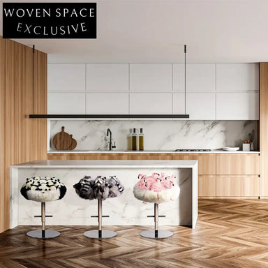 Nordic Animal Faux Fur Round Adjustable Bar Stool with Soft Cushion