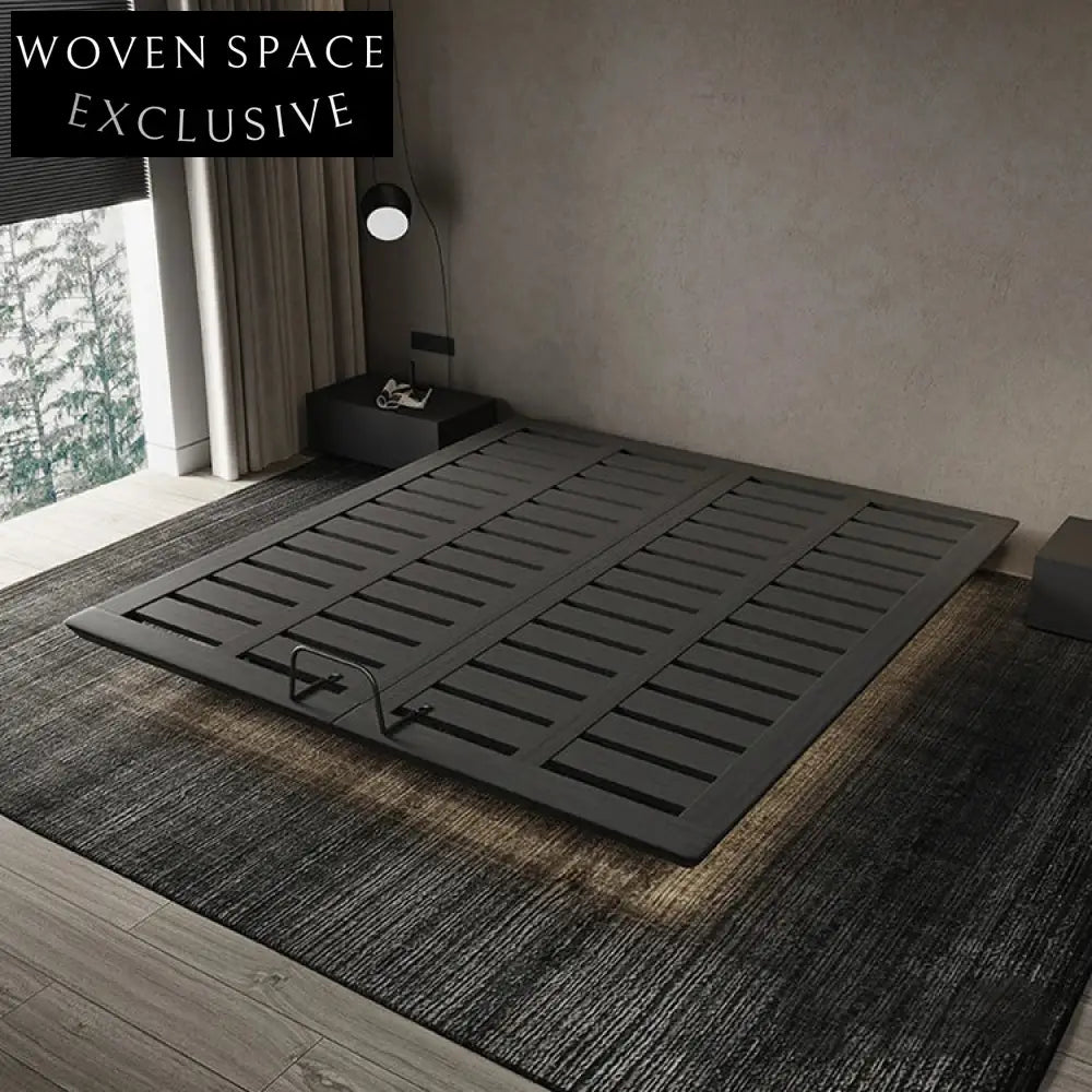 Nordic Ash Wood Linen Fabric Double Bedroom Bed with Modern Carbon Legs