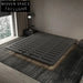 Nordic Ash Wood Linen Fabric Double Bedroom Bed with Modern Carbon Legs