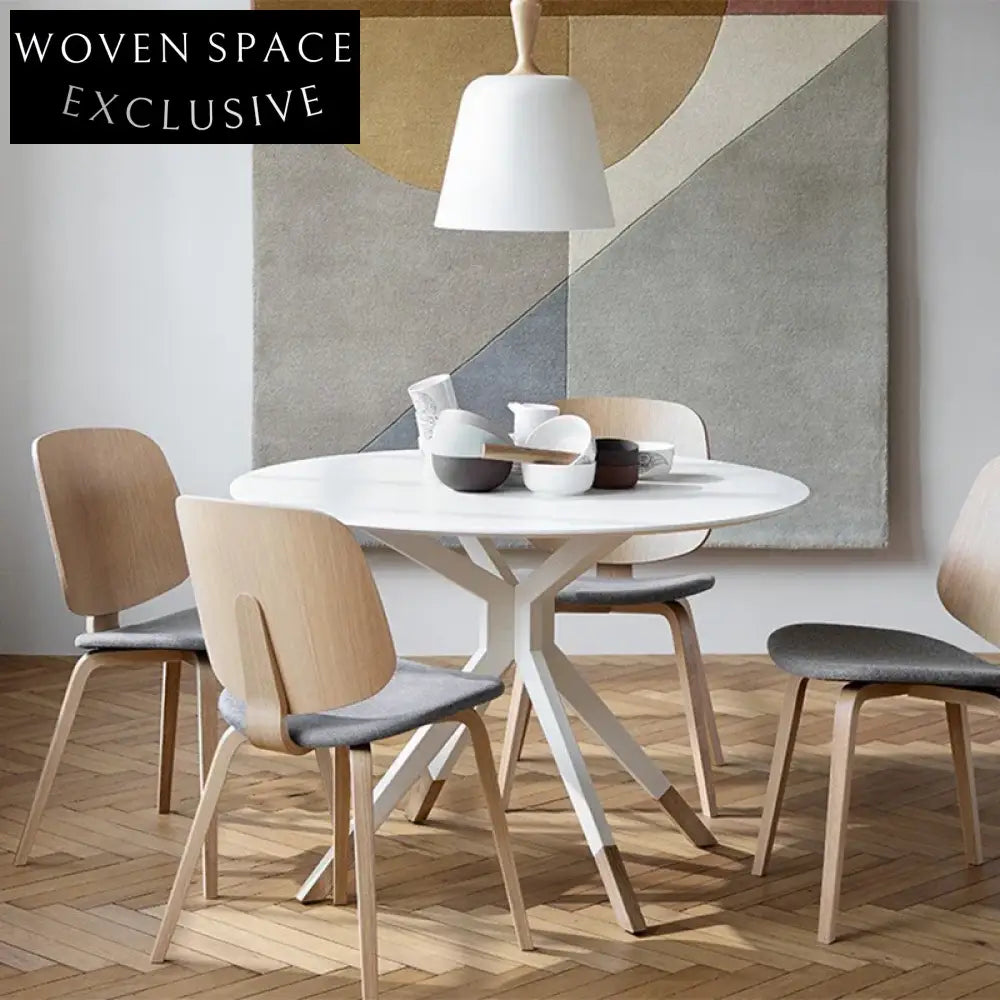 Nordic Ash Wood Round Foldable Space-Saving Dining Table for 6