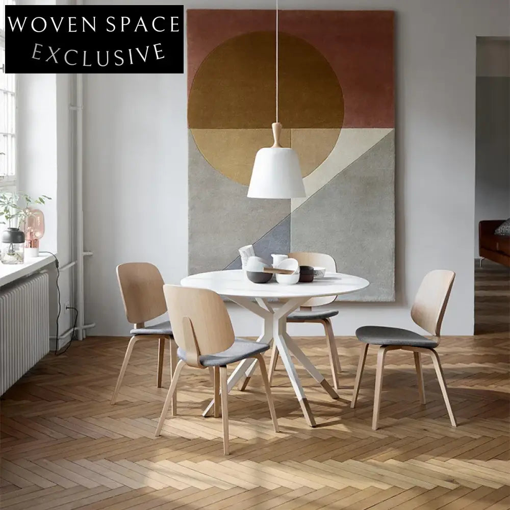 Nordic Ash Wood Round Foldable Space-Saving Dining Table for 6