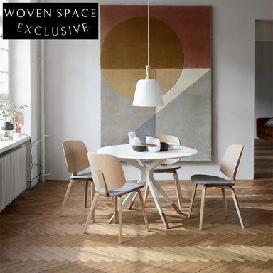 Nordic Ash Wood Round Foldable Space-Saving Dining Table for 6