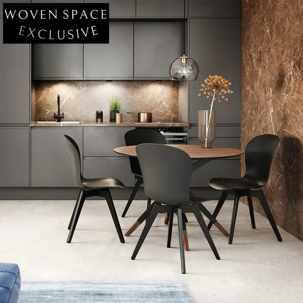 Nordic Ash Wood Round Foldable Space-Saving Dining Table for 6