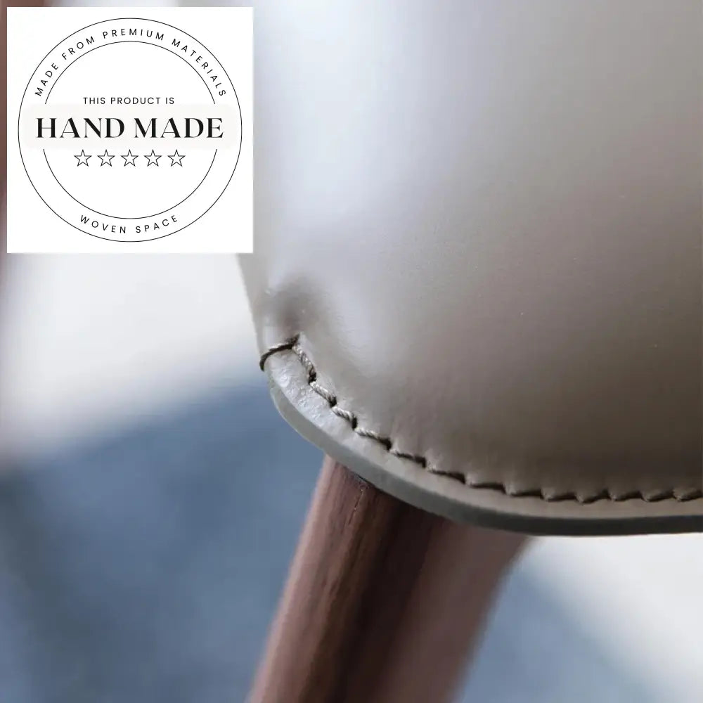 Nordic Barenia Leather Armchair with Solid Wood Legs Dining Chair