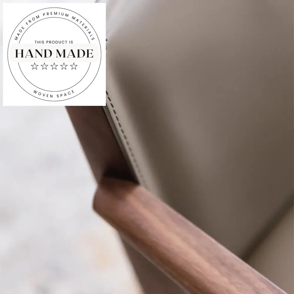 Nordic Barenia Leather Armchair with Solid Wood Legs Dining Chair