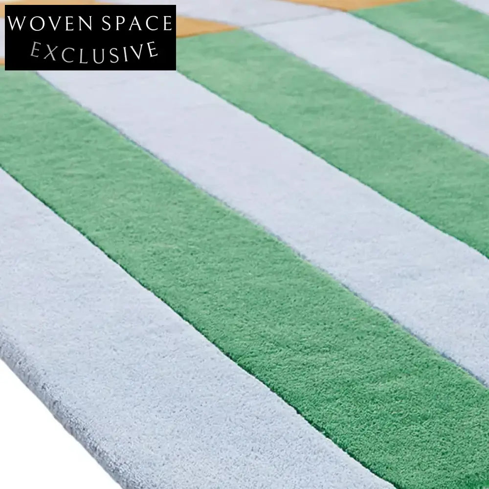 Nordic Boho Hand-Tufted Irregular Geometric Blue Area Rug for Living Room