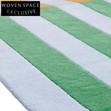 Nordic Boho Hand-Tufted Irregular Geometric Blue Area Rug for Living Room