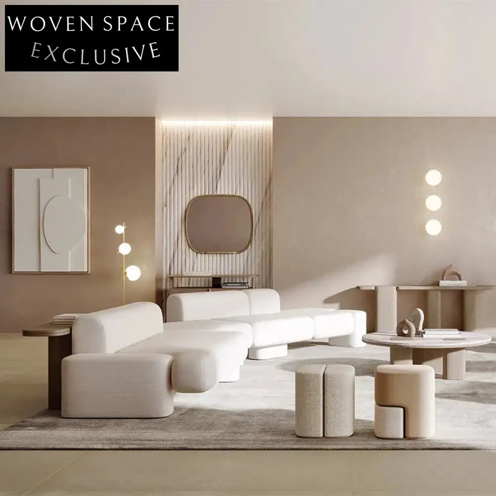 Nordic Boucle Fabric Sectional Sofa Set for Modern Living Room Spaces