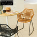 Nordic Cafe Style Metal PE Rattan Armrest Indoor Outdoor Dining Chair