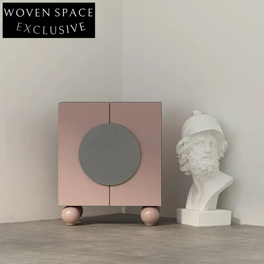 Nordic Cube Solid Wood 2-Drawer Pink Bedside Nightstand