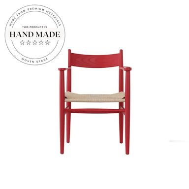 Nordic Denmark Solid Wood Rattan Weave Mid-Century Modern Armchair