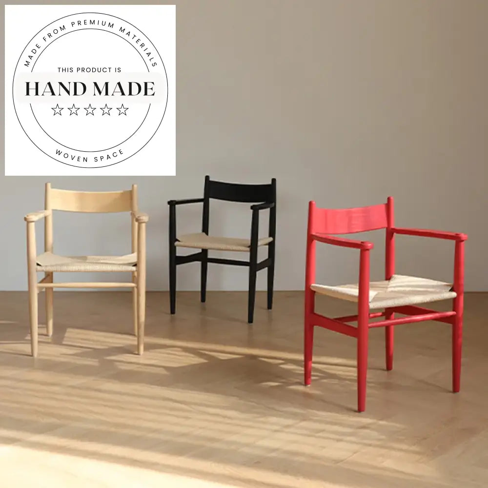 Nordic Denmark Solid Wood Rattan Weave Mid-Century Modern Armchair